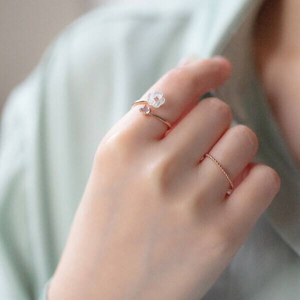 ブルーム（BLOOM）/シルバー ピンクゴールドメッキ シェル リング