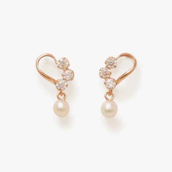 ブルーム（BLOOM）/6月誕生石 K10 ピンクゴールド 淡水パール ハート ピアス