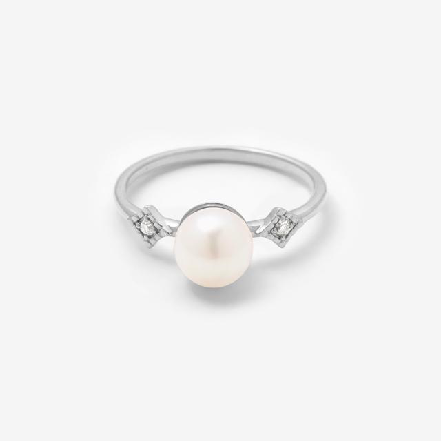 ブルーム（BLOOM）/6月誕生石 K10 ホワイトゴールド あこや真珠 リング（指輪）