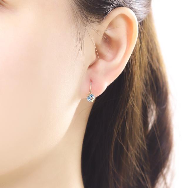 ブルーム（BLOOM）/K10 イエローゴールド キュービックジルコニア フック ピアス（Lime Green）_8
