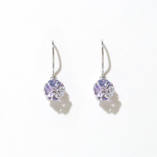 ブルーム（BLOOM）/K10 ホワイトゴールド キュービックジルコニア フック ピアス（Lilac Purple）