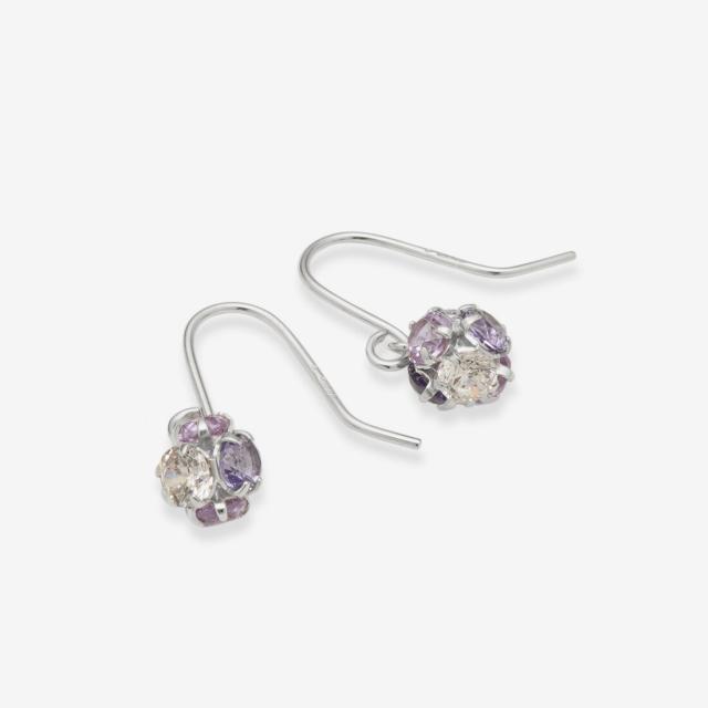 ブルーム（BLOOM）/K10 ホワイトゴールド キュービックジルコニア フック ピアス（Lilac Purple）_2