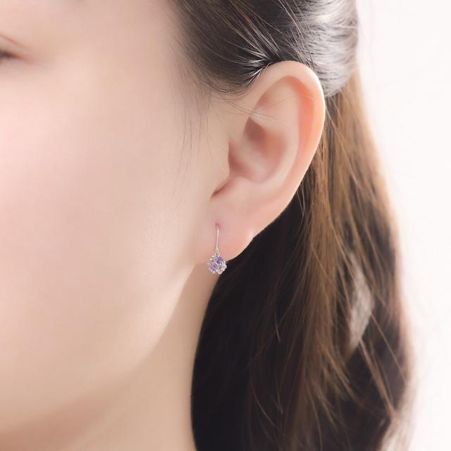 ブルーム（BLOOM）/K10 ホワイトゴールド キュービックジルコニア フック ピアス（Lilac Purple）_8