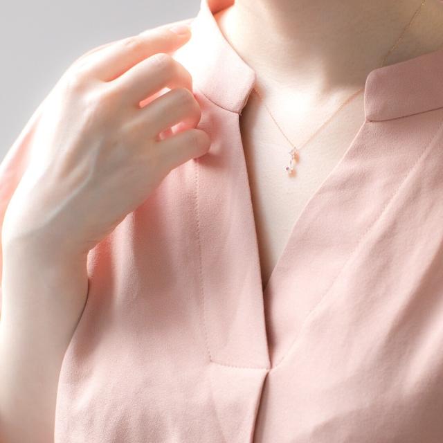 BLOOM 7月誕生花 K10 ピンクゴールド ネックレス