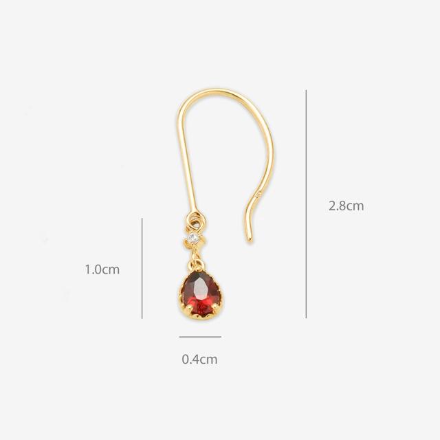 ブルーム（BLOOM）/1月誕生石 K10 イエローゴールド ガーネット しずく フック ピアス_4