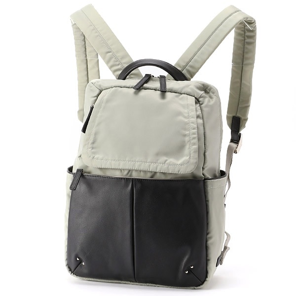 イザック NEWナイロン×レザーコンビシリーズ 前ポケットリュックサック Y91-11-04 レディース ネイビー イザック NEWナイロン×レザーコンビシリーズ 前ポケットリュックサック