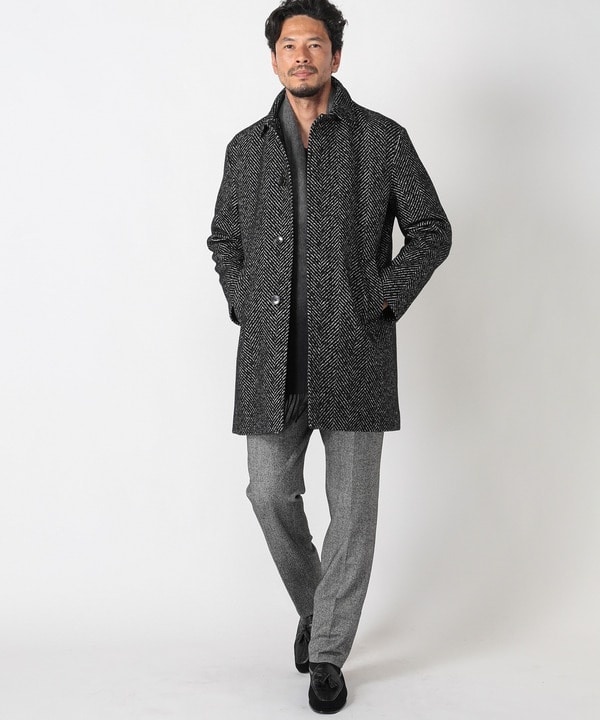 メンズビギ☆MEN'S BIGI ライナー付きチェスターコート　ヘリンボーン メンズビギ（MEN'S BIGI）/ヘリンボーンツィード調圧縮ジャージコート