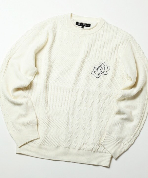 メンズビギ/【ZOY/ゾーイ】12Gパッチワーク調ニット