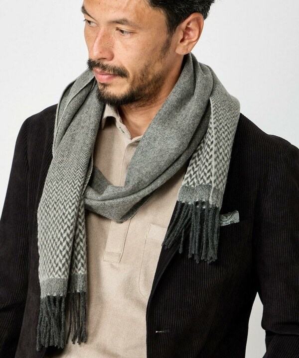 メンズビギ（MEN’S BIGI）/ヘリンボーングラデーションカシミヤマフラーの通販は