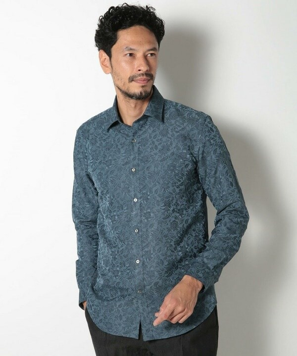 メンズビギ（MEN’S BIGI）/ボタニカル柄ジャカードシャツ＜イージーケア・吸水速乾＞ メンズビギ（MEN'S BIGI）/ボタニカル柄ジャカードシャツ＜イージー