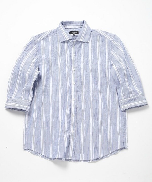 メンズビギ（MEN’S BIGI）/変形タックサッカーストライプ7分シャツ_1