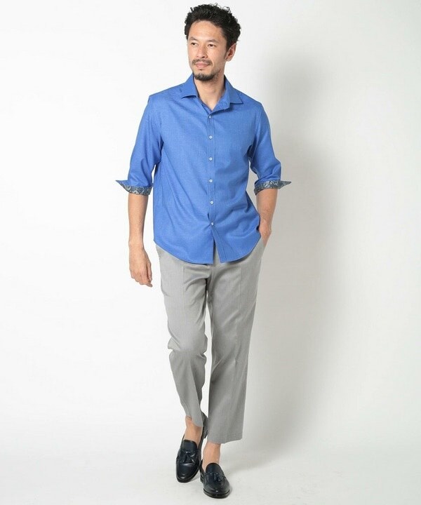 メンズビギ（MEN’S BIGI）/オクシィジュエルストレッチ7分シャツ_6