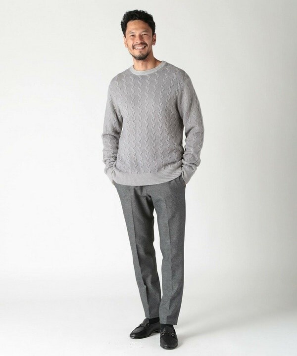 メンズビギ（MEN’S BIGI）/5G スノー加工ケーブルクルーニット