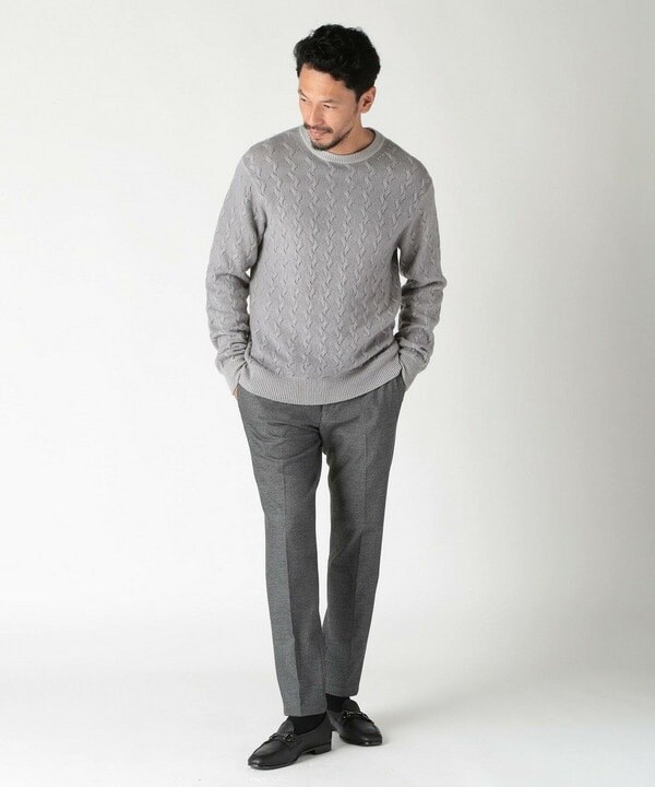 メンズビギ（MEN’S BIGI）/5G スノー加工ケーブルクルーニット