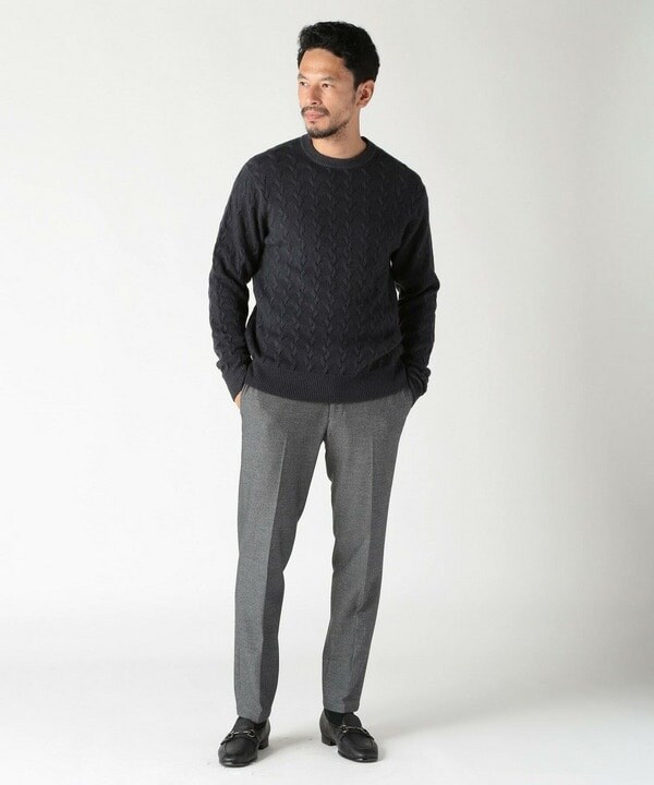 メンズビギ（MEN’S BIGI）/5G スノー加工ケーブルクルーニット