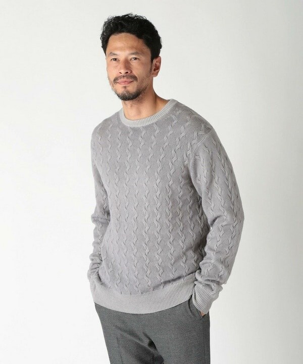 メンズビギ（MEN’S BIGI）/5G スノー加工ケーブルクルーニット