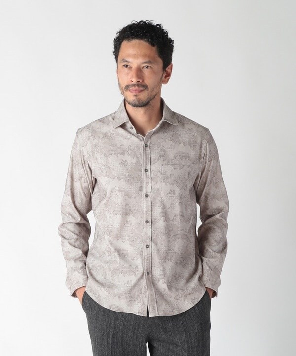 メンズビギ（MEN’S BIGI）/トラッド迷彩スエード調プリントシャツ_3