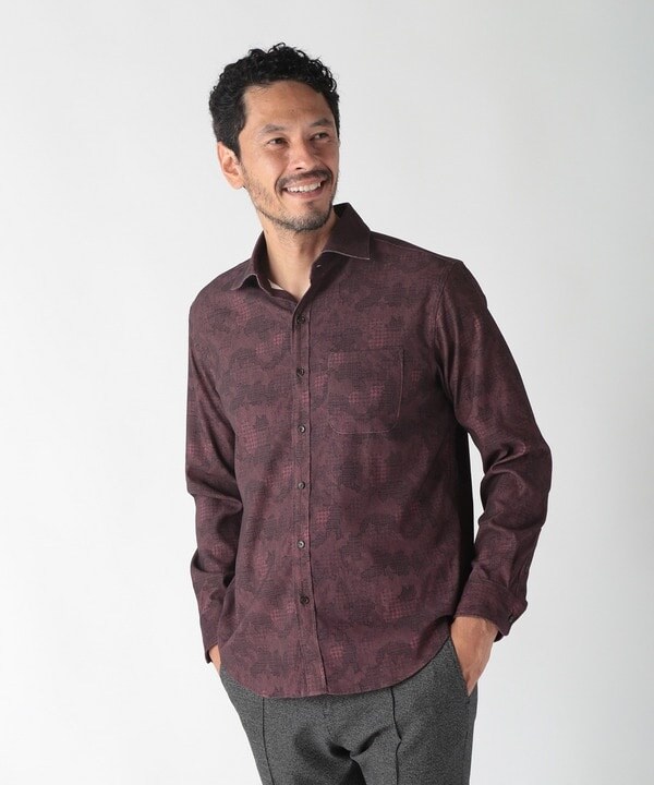 メンズビギ（MEN’S BIGI）/トラッド迷彩スエード調プリントシャツ_4