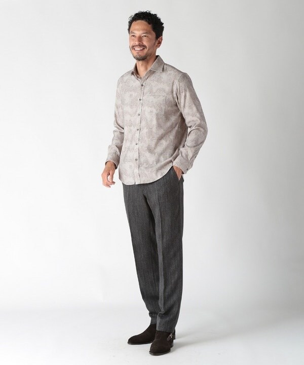 メンズビギ（MEN’S BIGI）/トラッド迷彩スエード調プリントシャツ_6