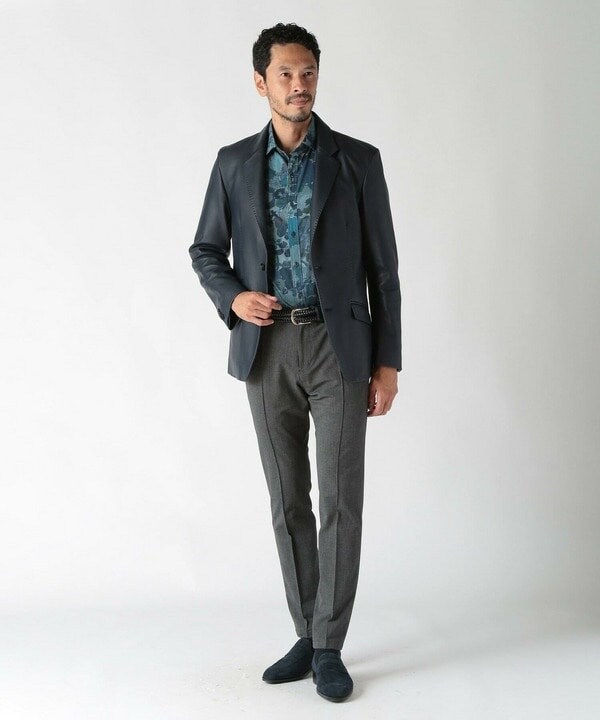 【極美品】MEN'S BIGI 高級シープスキン　テーラードジャケット　羊革 メンズビギ（MEN'S BIGI）/シープレザーテーラードジャケット