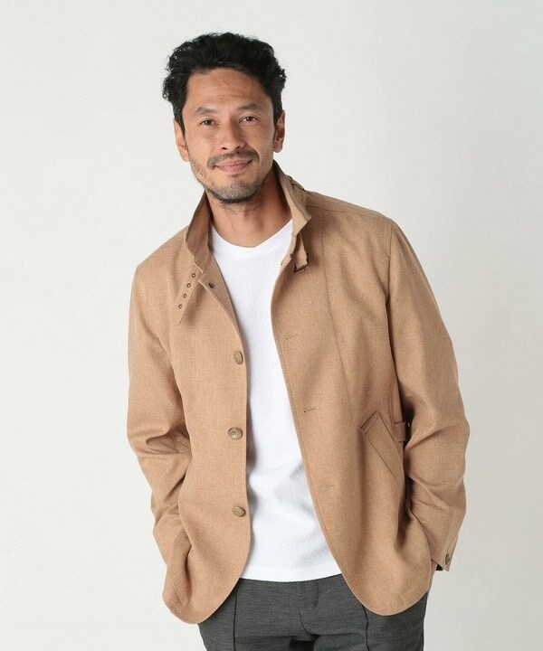メンズビギ（MEN’S BIGI）/リネンツイード調ポリエステルスタンドカラーブルゾン_4