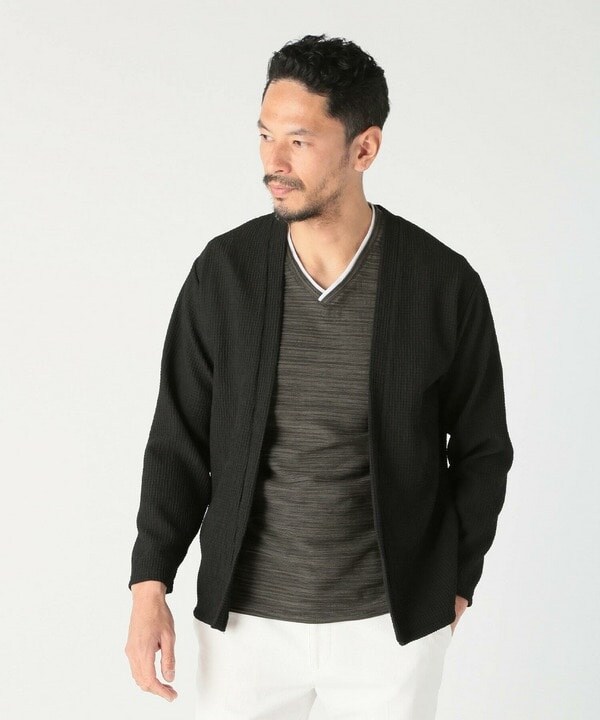 メンズビギ（MEN’S BIGI）/ワッフルシアサッカー素材カーディガン
