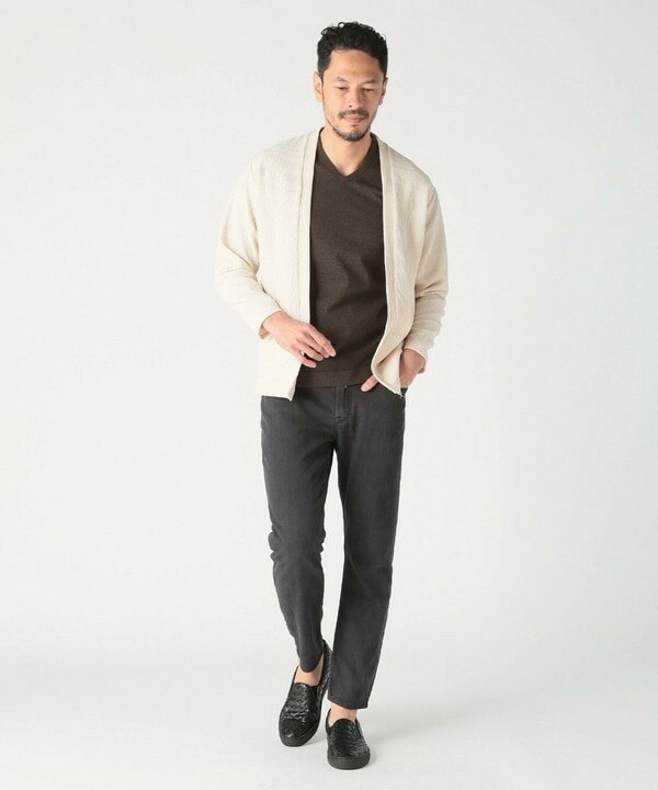 メンズビギ（MEN’S BIGI）/ワッフルシアサッカー素材カーディガン