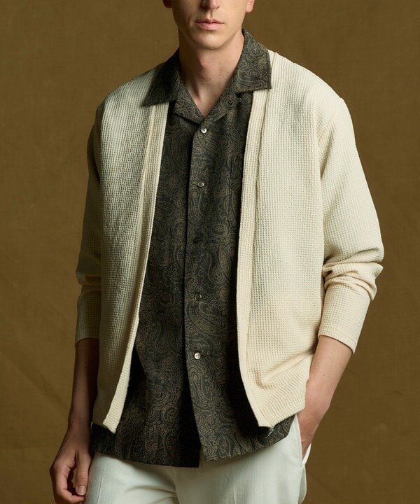 メンズビギ（MEN’S BIGI）/ワッフルシアサッカー素材カーディガン