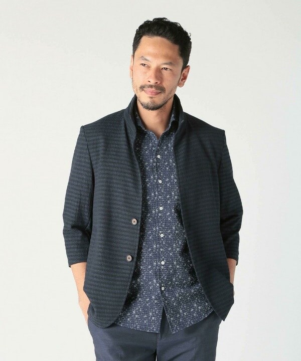 メンズビギ（MEN’S BIGI）/エアリーサッカー千鳥フラワープリント七分袖シャツ〈イージーケア/吸水速乾〉_15