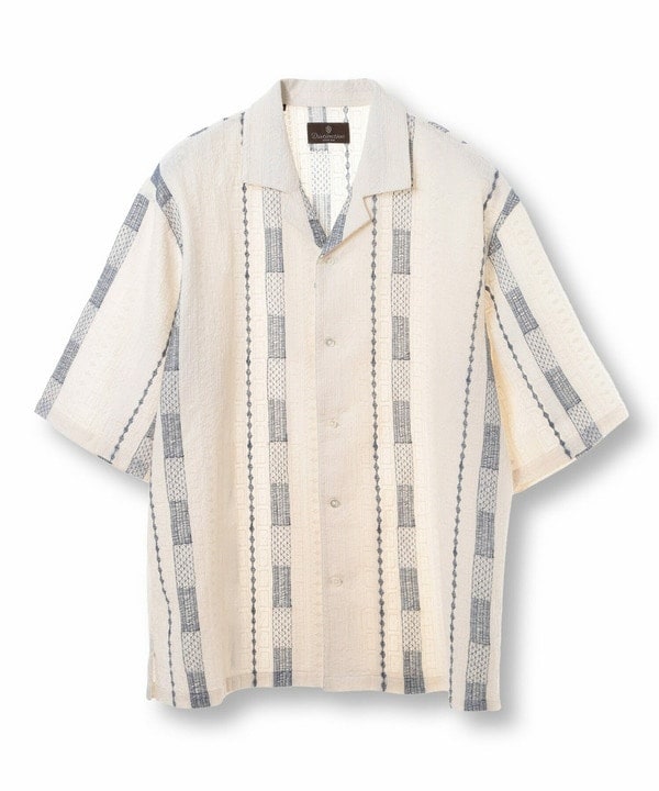メンズビギ（MEN’S BIGI）/総柄刺繍オープンカラー半袖シャツ