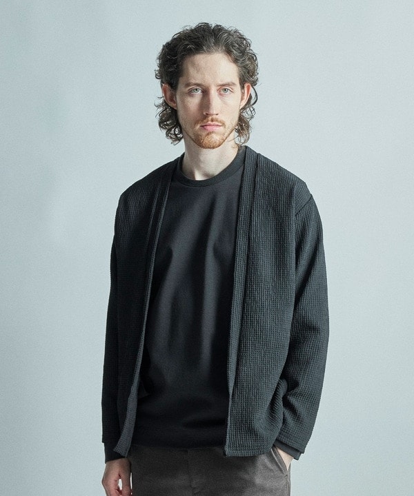 メンズビギ（MEN’S BIGI）/ワッフルシアサッカー素材カーディガン