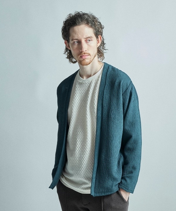 メンズビギ（MEN’S BIGI）/ワッフルシアサッカー素材カーディガン