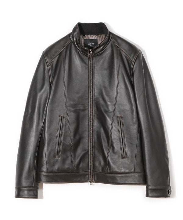 メンズビギ（MEN’S BIGI）/スタンドカラーシングルライダース シープレザージャケット＜エイジング加工＞
