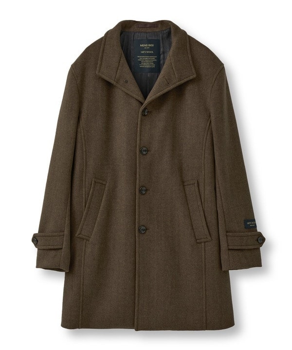 メンズビギ（MEN’S BIGI）/Super140ウールヘリンボーンビーバー スタンドカラーコート_1
