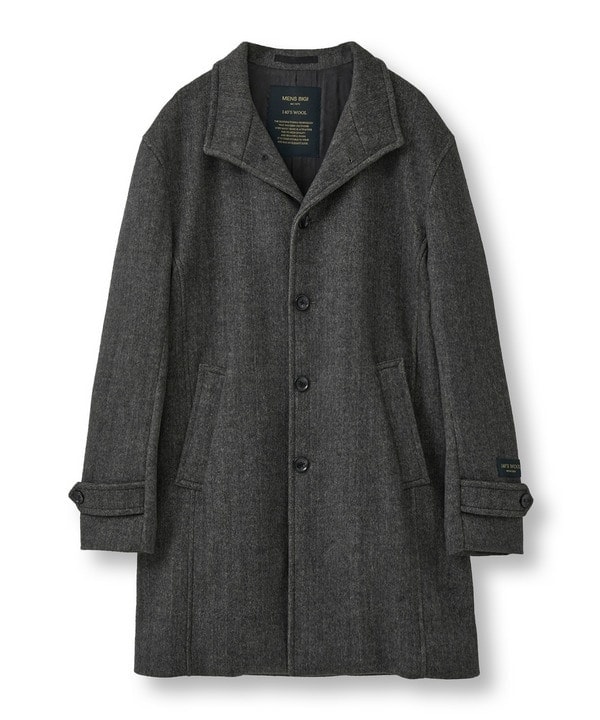 メンズビギ（MEN’S BIGI）/Super140ウールヘリンボーンビーバー スタンドカラーコート_2