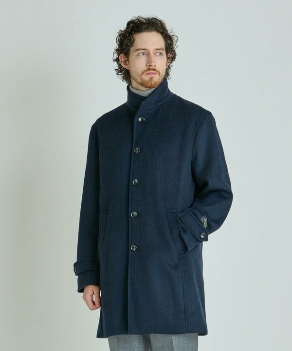 メンズビギ（MEN’S BIGI）/Super140ウールヘリンボーンビーバー スタンドカラーコート_10