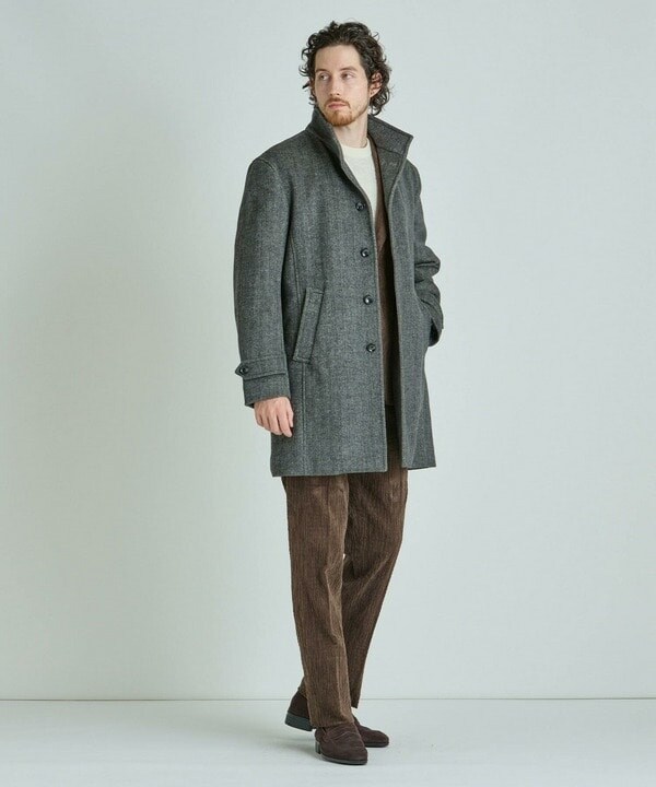 メンズビギ（MEN’S BIGI）/Super140ウールヘリンボーンビーバー スタンドカラーコート_13