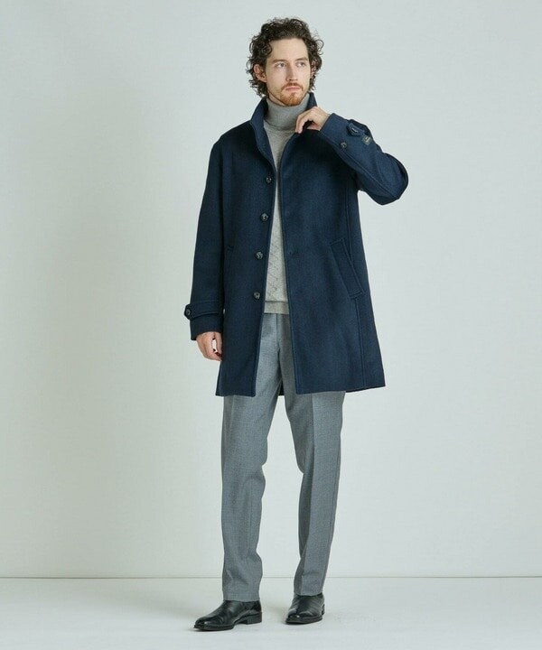 メンズビギ（MEN’S BIGI）/Super140ウールヘリンボーンビーバー スタンドカラーコート_14