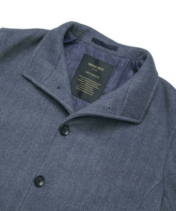 メンズビギ（MEN’S BIGI）/Super140ウールヘリンボーンビーバー スタンドカラーコート_16