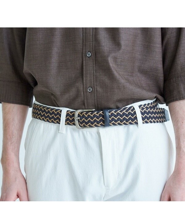 メンズビギ（MEN’S BIGI）/レザーミックス イタリアンメッシュベルト_7