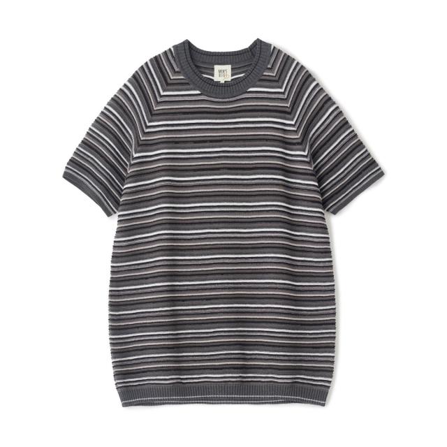 メンズビギ（MEN’S BIGI）/マルチカラーボーダー半袖ニットTシャツ