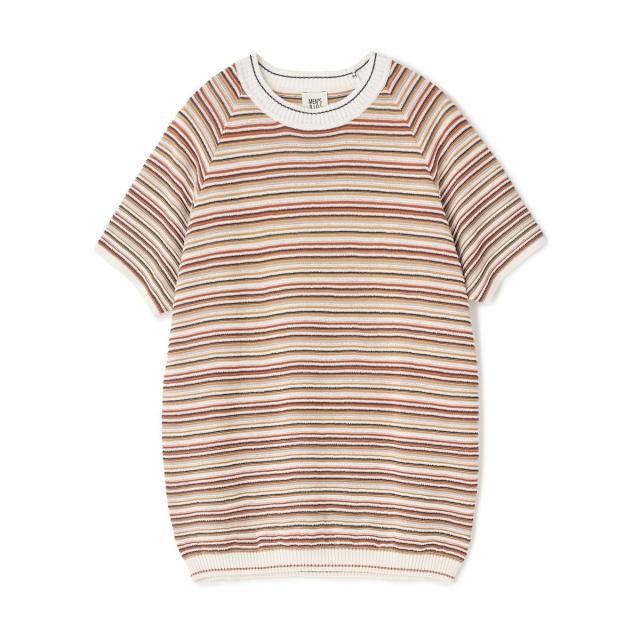 メンズビギ（MEN’S BIGI）/マルチカラーボーダー半袖ニットTシャツ_1