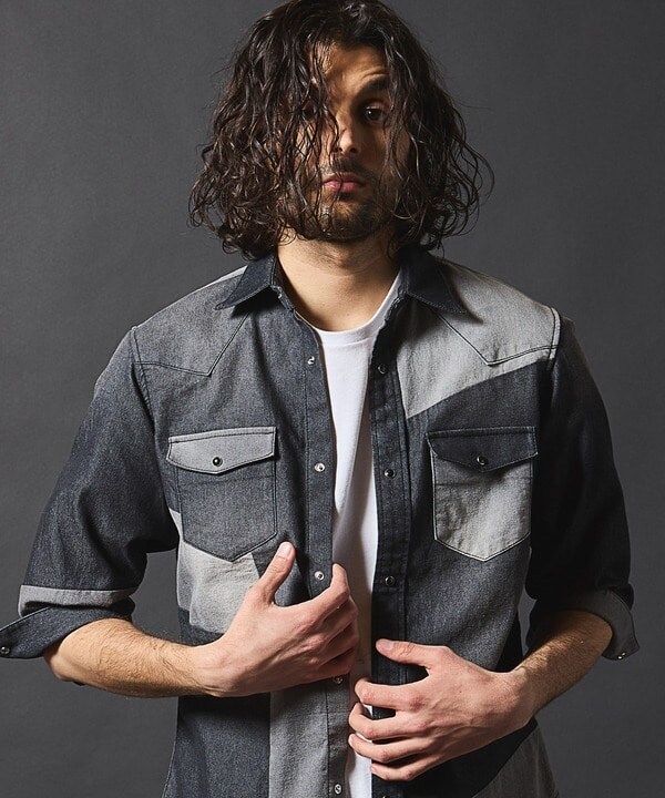 ラトルトラップ/デニムパッチワーク7分袖シャツの通販はau PAY