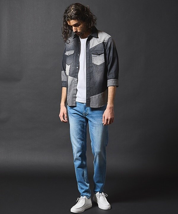 ラトルトラップ/デニムパッチワーク7分袖シャツの通販はau PAY