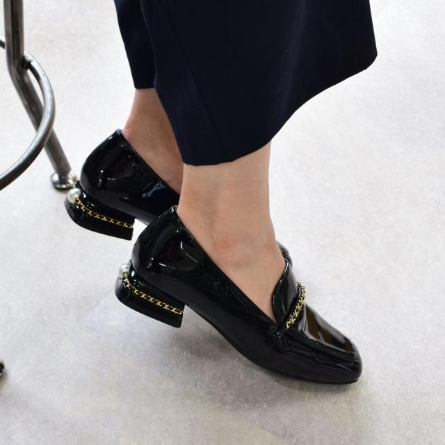 ブリジット バーキン（Bridget Birkin）/アウトレット◆3．5cmヒール◆パールヒールチェーンシューズ