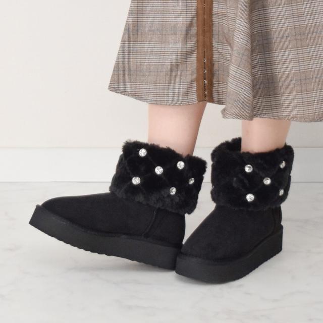 ブリジット バーキン（Bridget Birkin）/Bridget Birkin◆2cmヒール◆キルティングスタッズムートンブーツの通販は