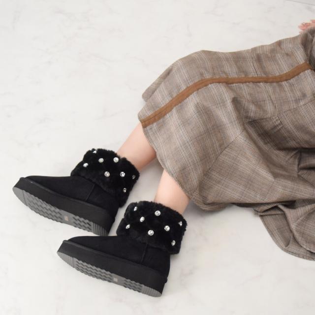 ブリジット バーキン（Bridget Birkin）/Bridget Birkin◆2cmヒール◆キルティングスタッズムートンブーツの通販は