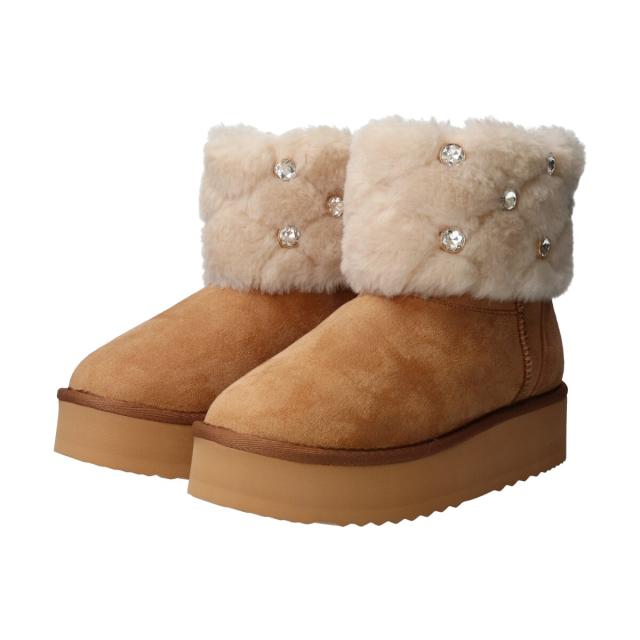 ブリジット バーキン（Bridget Birkin）/Bridget Birkin◆2cmヒール◆キルティングスタッズムートンブーツの通販は