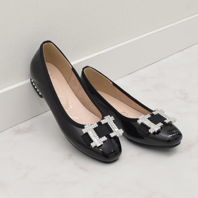 ブリジット バーキン（Bridget Birkin）/◆1．5cmヒール◆スクエアビジューフラットシューズ