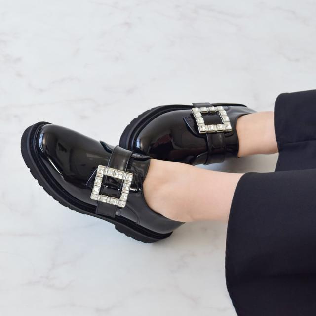 ブリジット バーキン（Bridget Birkin）/25秋冬新作◆Bridget Birkin◆3cmヒール◆スクエアサイドビジューローファー